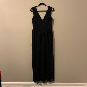 Anthropologie Black Lace Overlay Dress